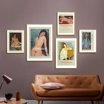 Всемирно известный выставочный плакат Амедео Модильяни и печать на винтажном холсте, настенное искусство, фотографии обнаженной натуры, ретро-украшение дома