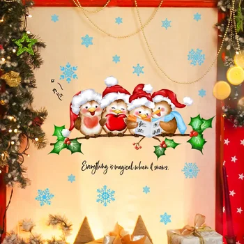 Снеговик Рождественская Елка 2024 Новогодние Рождественские Наклейки Санта Клаус Оконные Наклейки Веселые Рождественские Украшения для Дома Navidad 2023