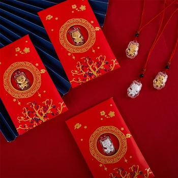 2024 Год Дракона Зодиакальное Ожерелье с Драконом Подвеска Весенний фестиваль Красный конверт Счастливый Красный пакет Новогодний подарок