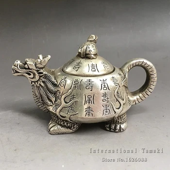 Посеребренный белый медный горшок с драконом, декоративный чайник, чайники, медный горшок, декоративная антикварная коллекция