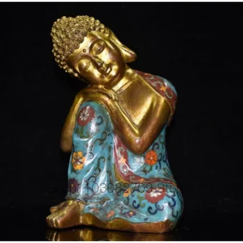 Изысканная Благородная Медная Перегородчатая Эмаль Для Медитации Шакьямуни, Позолоченная Статуя Будды
