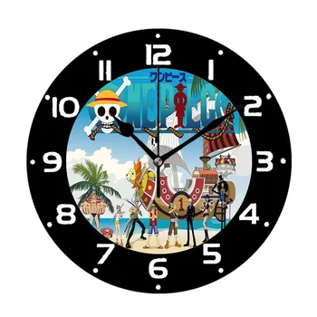 Классный Аниме Цельный Плакат Настенные Часы Часы Большой Современный Чоппер Луффи Круглые Настенные Часы Искусство для Гостиной Спальни 14 дюймов Подарок