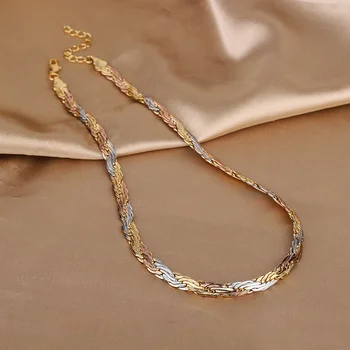 Роскошный бренд подлинные настоящие драгоценности Темпераментный дизайн inscape ожерелье универсальная гальваническая цветная золотая тканая цепочка из пеньковой веревки