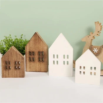 Украшения в форме деревянного дома, поделки для гостиной в скандинавском стиле, украшения, модель мини-дома, детский кукольный дом, игрушки для домашнего декора