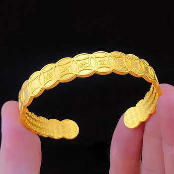 Браслет из настоящего 24-каратного золота с покрытием для женщин, женские цепочки, женские браслеты, модные украшения, подарки друзьям