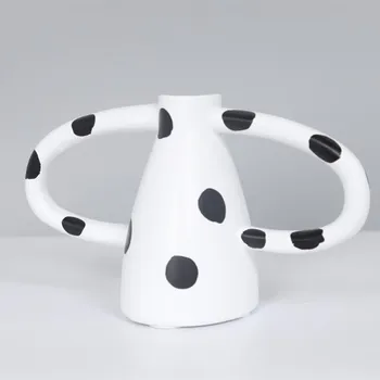 Креативная минималистичная ваза из смолы в черно-белый горошек, абстрактные поделки, орнамент для гостиной, Домашняя Ваза, украшение дома, подарок