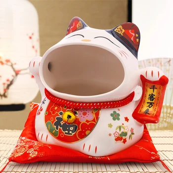 8-дюймовая Керамическая Коробка конфет Maneki Neko Копилка Lucky Cat для хранения закусок Fortune Cat