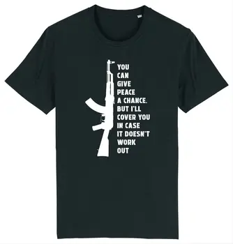 AK47 Дает миру шанс, Армейская военная штурмовая винтовка, политическая футболка