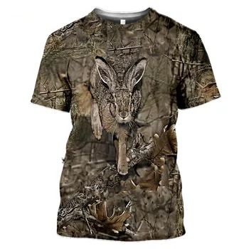 Горячая распродажа 2022, летняя повседневная мужская футболка с камуфляжным охотничьим животным кроликом, 3DT-рубашка