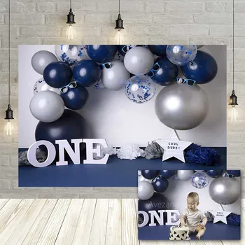 Avezano Photography Backgrounds Cake Smash 1st Birthday Blue Balloons Boy Party Background Для Украшения Фотосессии В Фотостудии