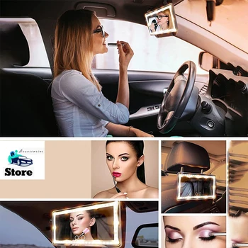 Премиум версия Перезаряжаемое Практичное автомобильное зеркало для туалетного столика 60 светодиодов Сенсорный экран 3 режима освещения Подходит для всех автомобилей