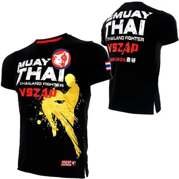 Мужская летняя дышащая быстросохнущая футболка Muay Thai для бега, фитнеса, спорта с коротким рукавом, спортивной одежды для бокса и борьбы на открытом воздухе.