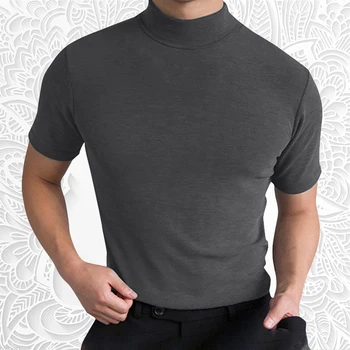 2023 Весна-лето Мужская хлопковая повседневная мужская футболка с коротким рукавом, рубашка с высоким воротником, мужские дышащие рубашки S-3XL