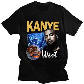 Футболка с изображением рэпера Канье Уэста, мужская винтажная футболка в уличном стиле в стиле хип-хоп, Повседневные хлопковые футболки оверсайз, уличная одежда Унисекс