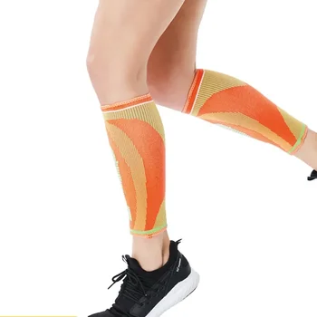 1 Пара компрессионных спортивных носков С рукавами для футбольных тренировок Защитное снаряжение для икр Для взрослых Чехол для ног Нейлоновые Эластичные футбольные носки