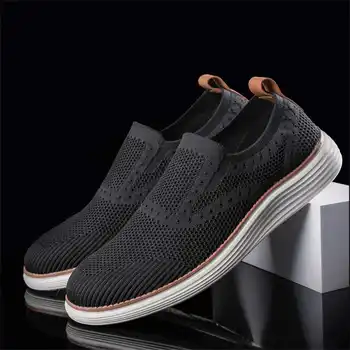 Мужские кроссовки для вождения с круглым носком, черные, для спортивной ходьбы, черно-белая обувь, мужские повседневные ботаски, спортивные кроссовки lofer YDX1