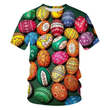 Новая модная футболка с пасхальным яйцом, мужская /женская футболка с 3D принтом, футболка с коротким рукавом в стиле Харадзюку, уличная одежда, летний топ