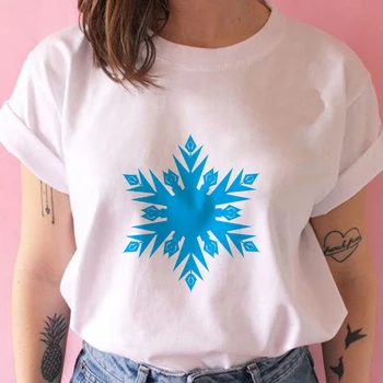 Женская футболка с принтом замороженной снежинки для девочек, летняя футболка с забавным рисунком, футболка Femme Harajuku, прямая поставка