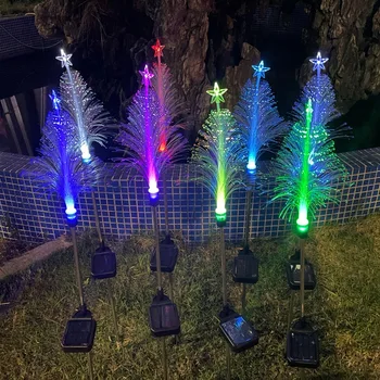 1 шт. Рождественская елка с солнечным светом IP65, Водонепроницаемый садовый светильник, светодиодная ландшафтная лампа для рождественских украшений, Солнечный наружный свет
