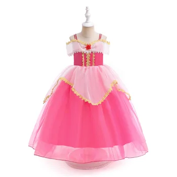 Вечерние платья для девочек 110-150 см, Детское платье для косплея, платье принцессы на День рождения, Свадебное Розовое платье для детей