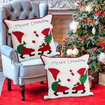 Рождественские наволочки 45x45, вышитая в стиле пэчворк Наволочка, Красно-белая наволочка, наволочка в виде снежинки, Диван для дома Декоративный