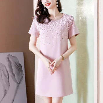2023 весна/лето, новое милое розовое платье, тонкая темпераментная женская модная юбка трапециевидной формы с блестками